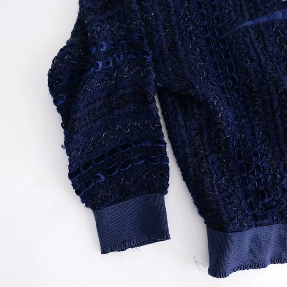 Vintage Season Fashion Navy Knit Crewneck Sweater Size 13 - Picture 9 of 14